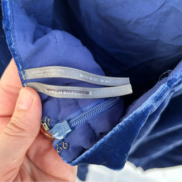 New Anthropologie Sapphire Winter Blue Strappy Velvet Slip Dress Size 14 - Picture 11 of 14